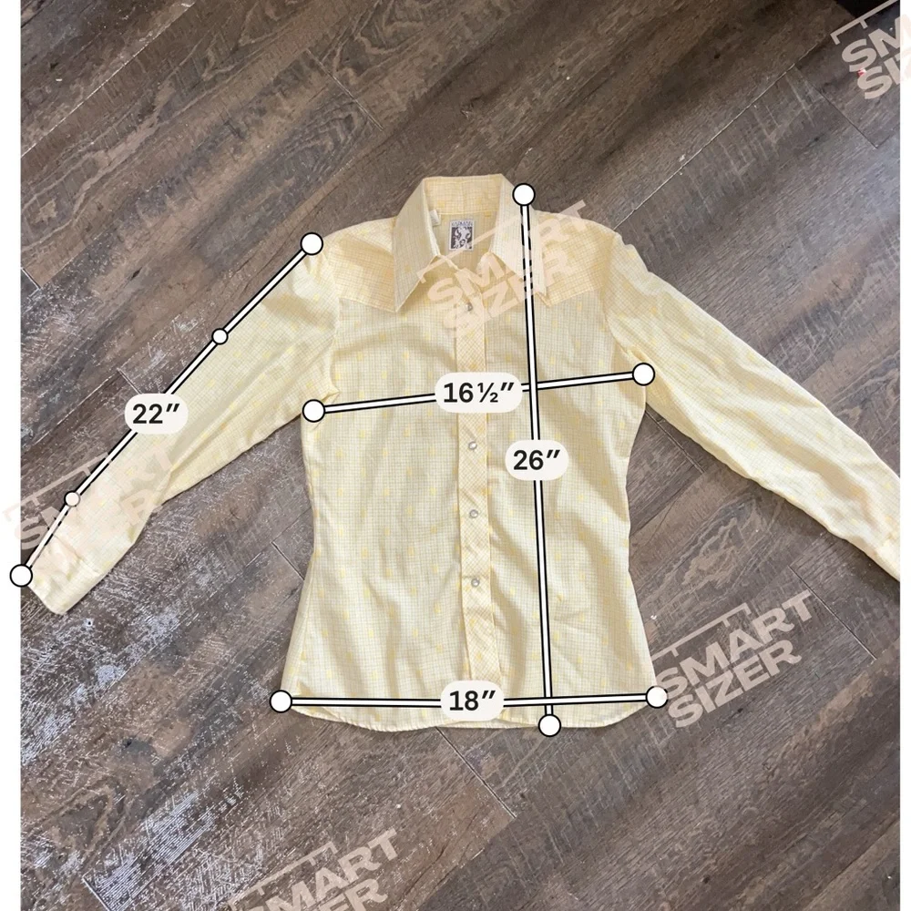 Women's Karman Long Sleeve Western Wear Shirt Yellow Size 12 Pearl Snap VTG - Picture 8 of 8